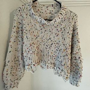 cropped white and colorful sweater 🤩